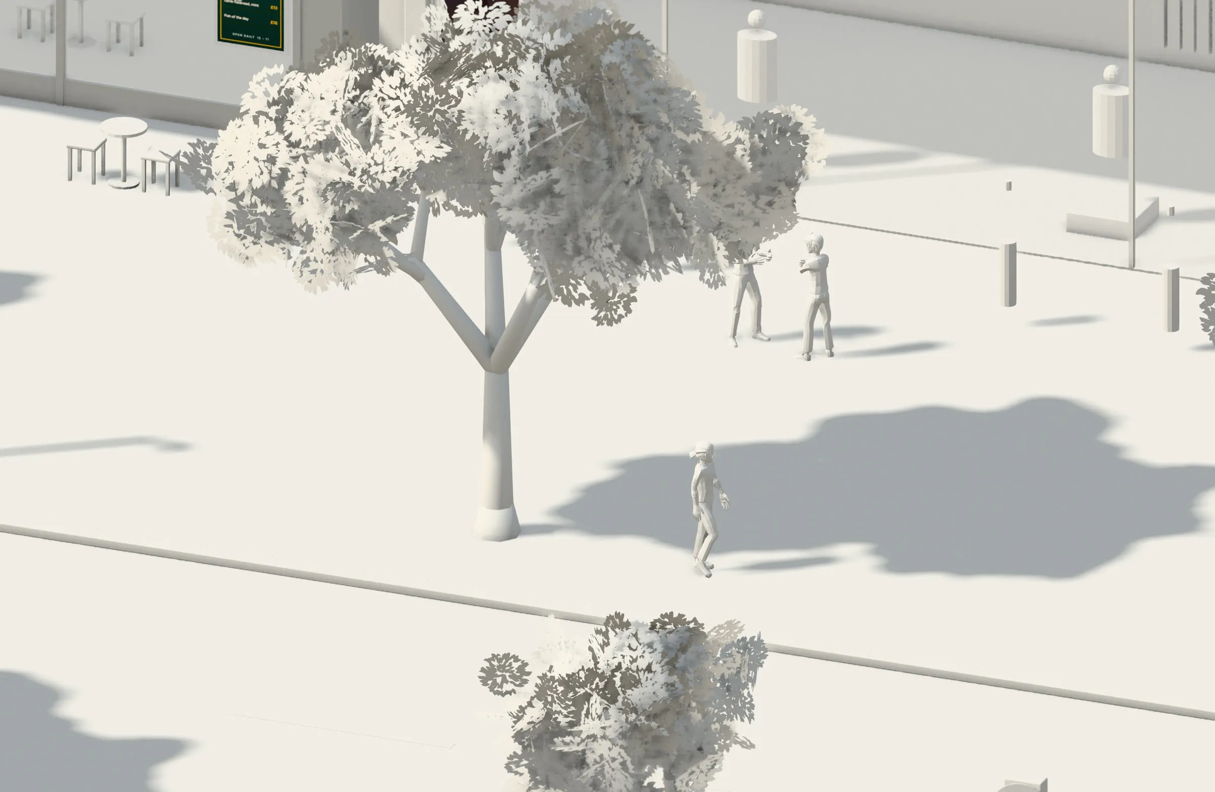 The same view as a plain white model